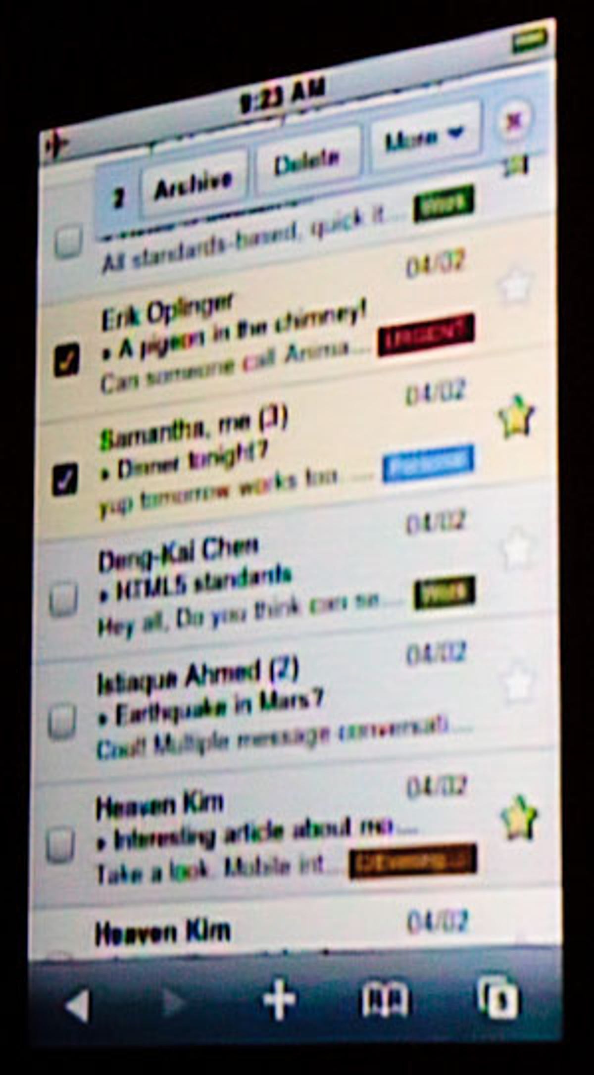 Gmail for iPhone Web app demo