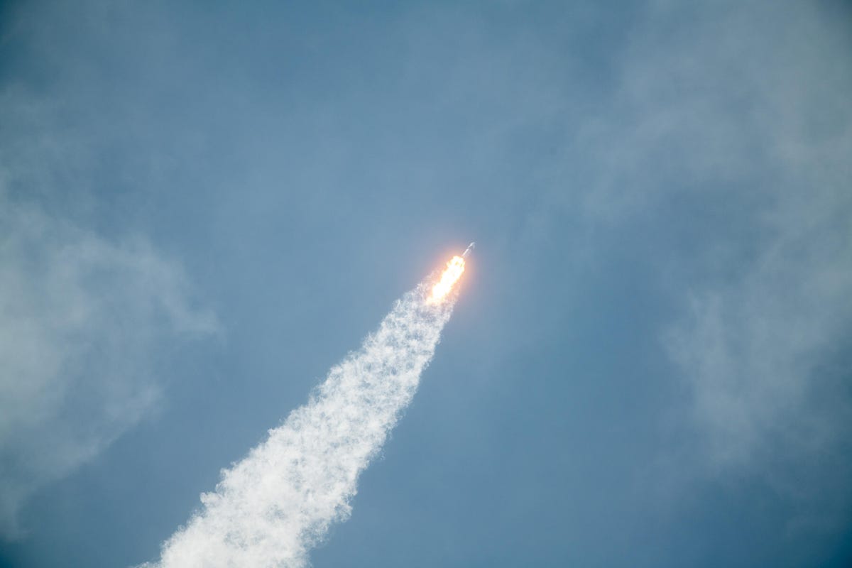 Weather threatened to cause a second delay to SpaceX's Falcon 9 rocket launch from Cape Canaveral, but clouds cleared and the launch went ahead.