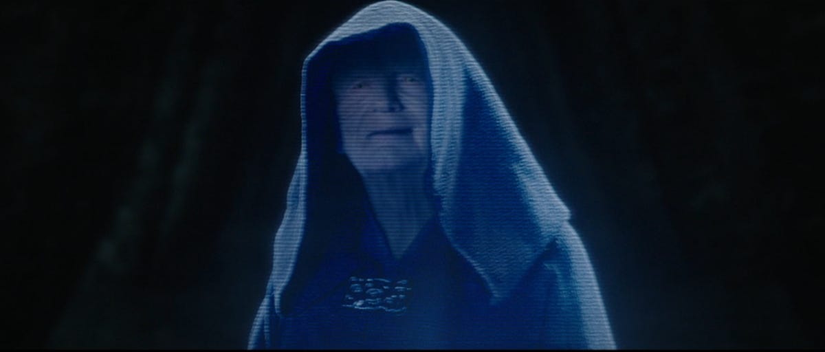 A holographic Emperor Palpatine in Obi-Wan Kenobi