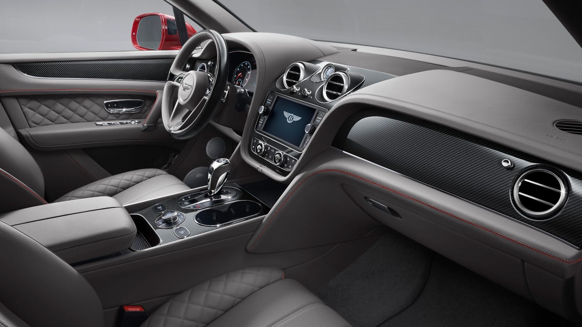 Bentley Bentayga V8 black interior with carbon fiber