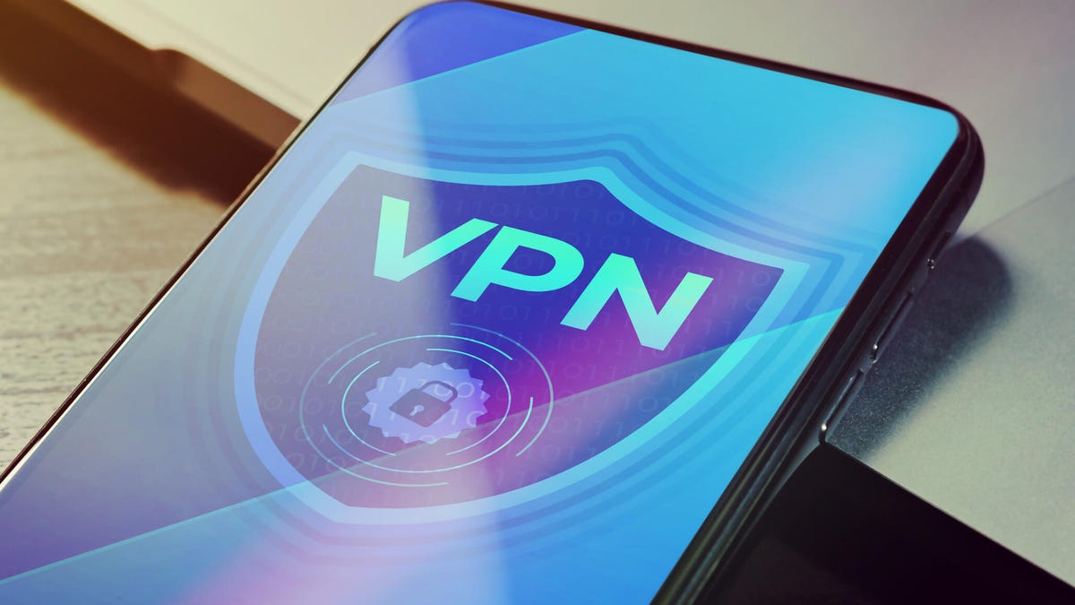 An image of a VPN logo on a phone.