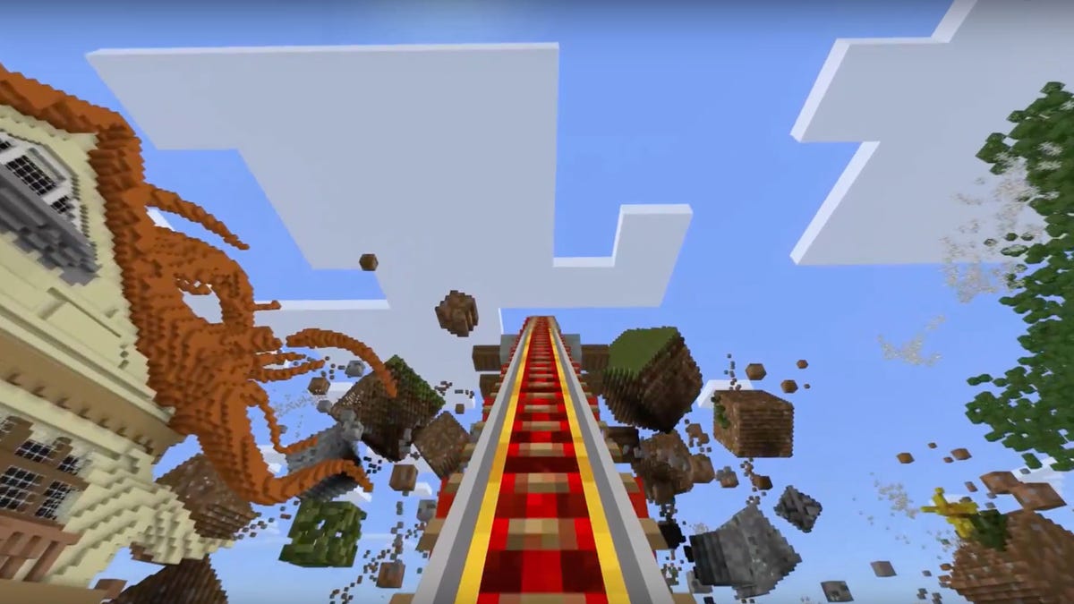 Microsoft built a Minecraft&#x200B; roller coaster world that could be fun for VR thrill seekers.