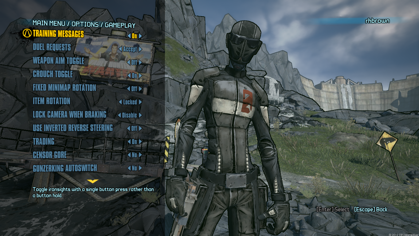 Borderlands 2 offers a complete array of PC-specific options.