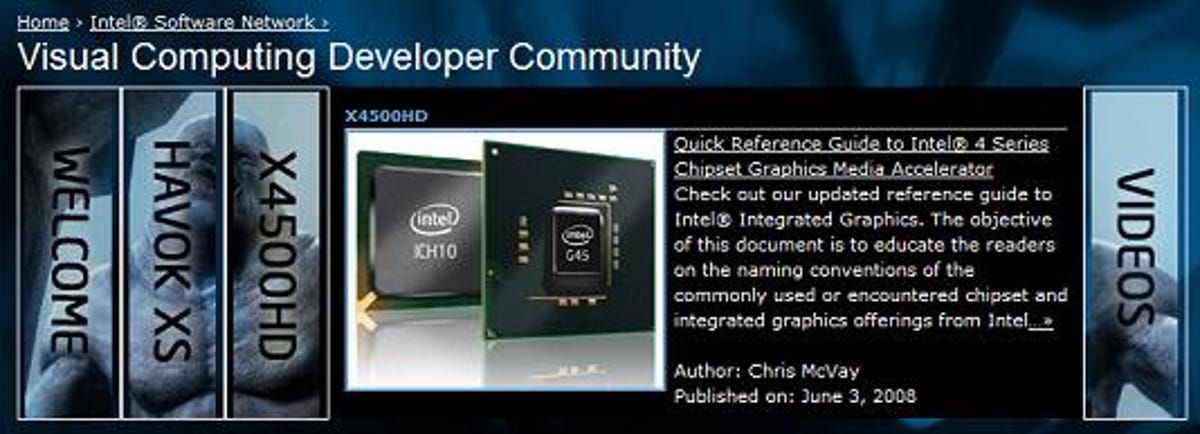 Intel Visual Developer Community Web site