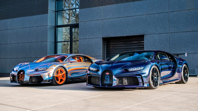 Bugatti Chiron Pur Sport and Chiron Super Sport with Vagues de Lumière paint