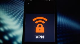 A phone screen with a generic VPN graphic displayed.