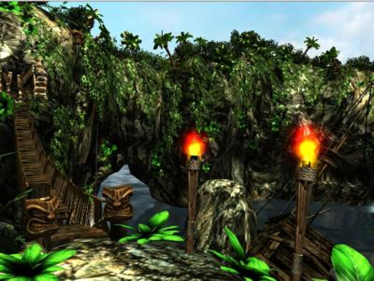 O3D lets browsers show accelerated 3D graphics such as this island scene. It's tailored for tasks such as first-person shooters or virtual worlds.