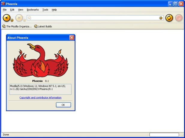 Phoenix 0.1, released in 2002, was the first incarnation of the browser that would become Firefox.