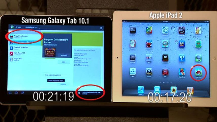 Performance speeds: Samsung Galaxy Tab 10.1 vs. Apple iPad 2