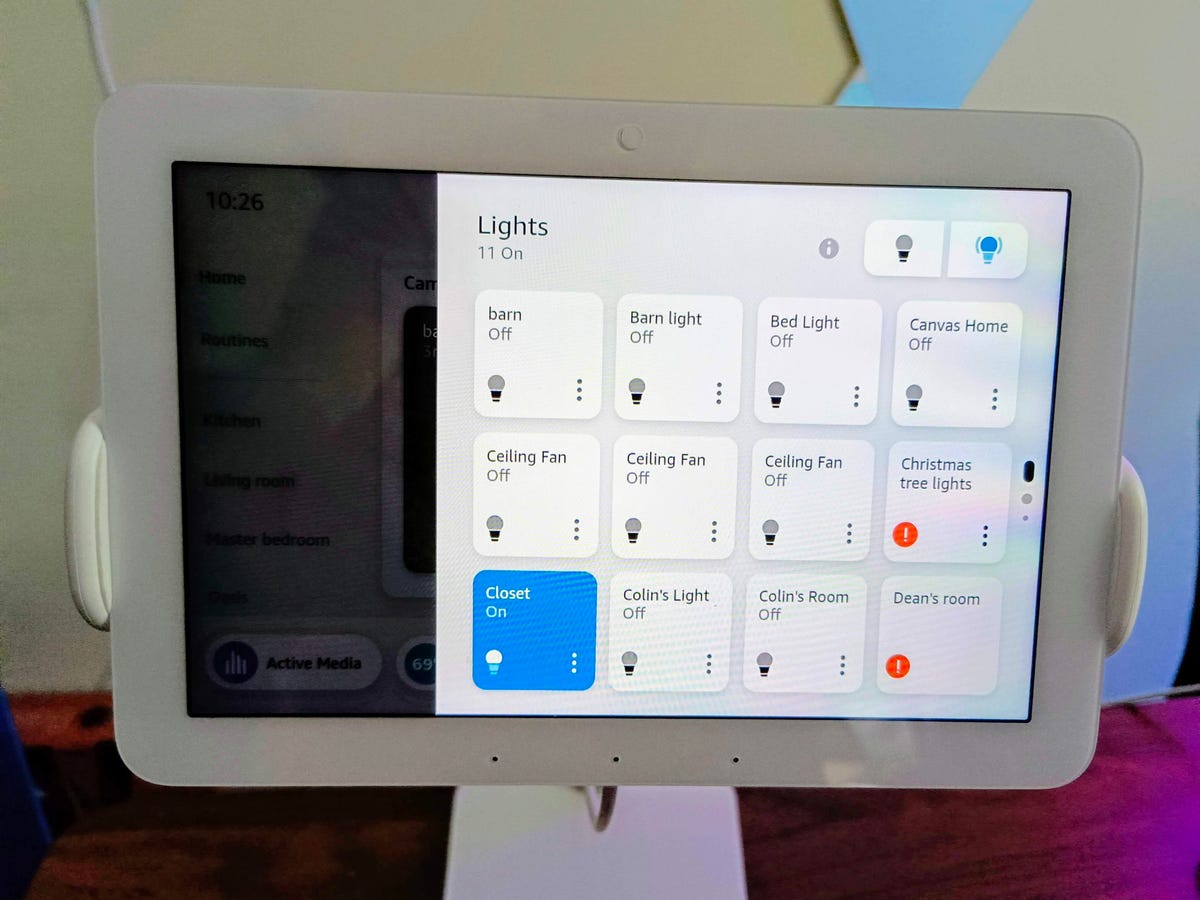 The lights tab screen on the Amazon Echo Hub