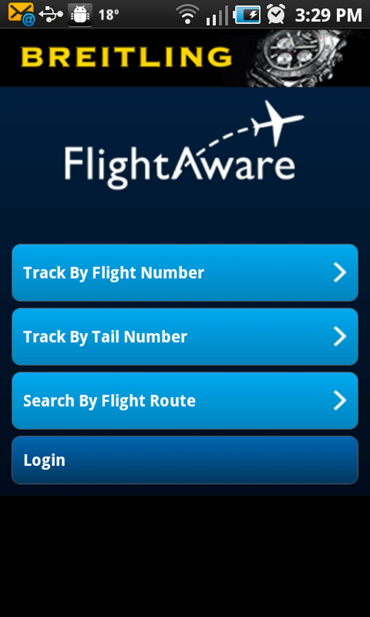FlightAware start page