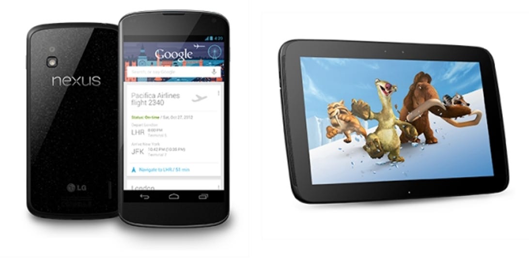 Google Nexus 4 and Nexus 10