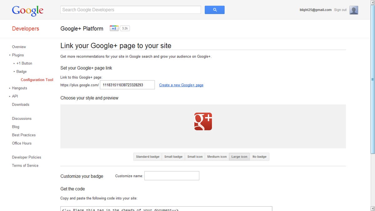 Step 7: Link site to G+.