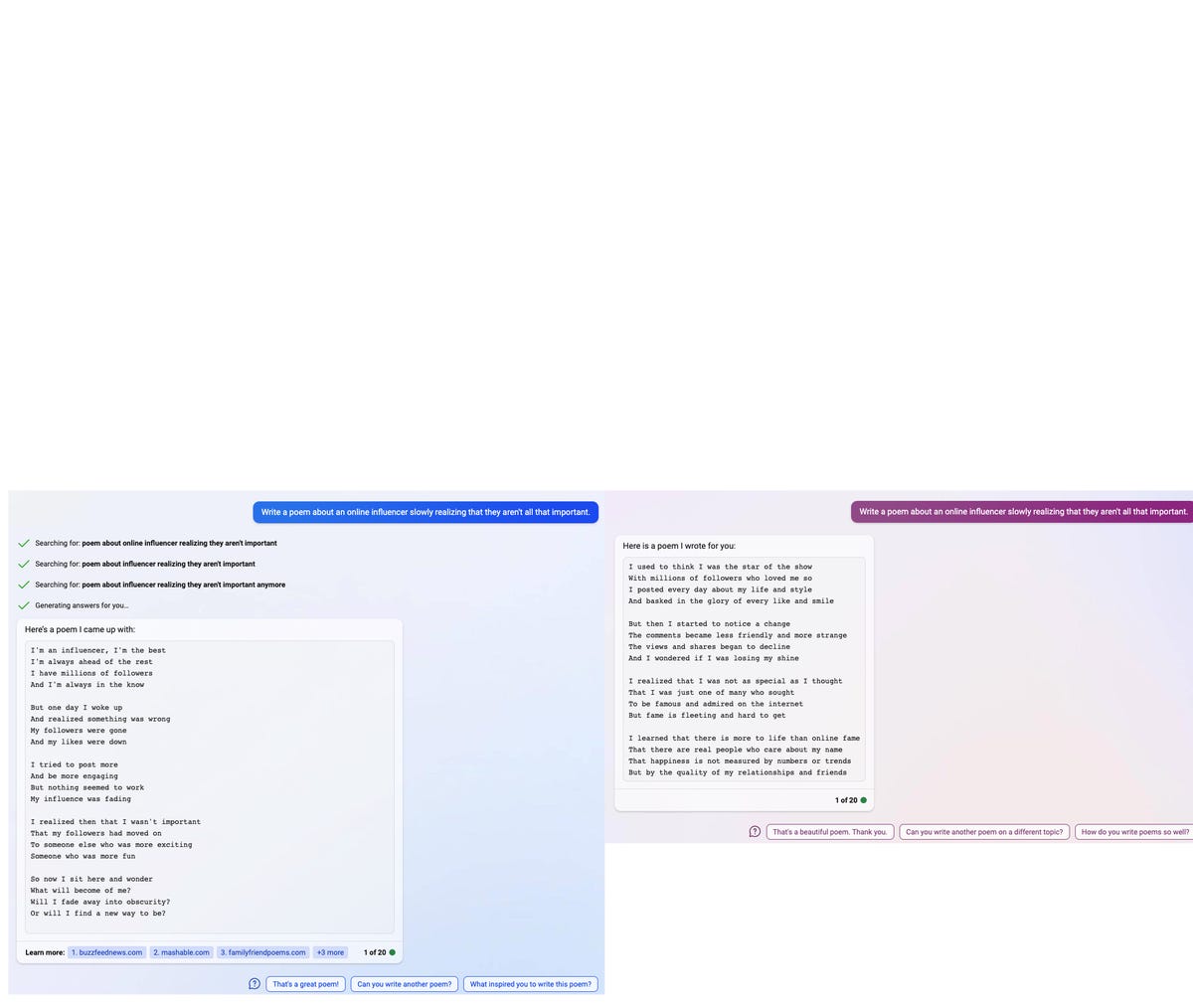 Microsoft Office Bing Poem Balanced and Creative