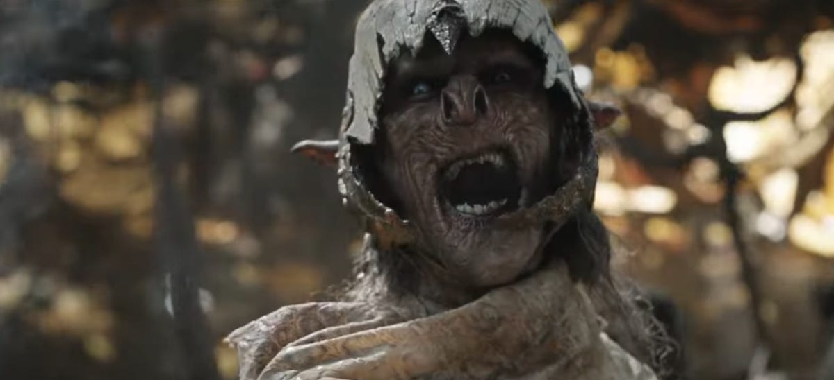 An Orc roars in Lord of the Rings: Rings of Power