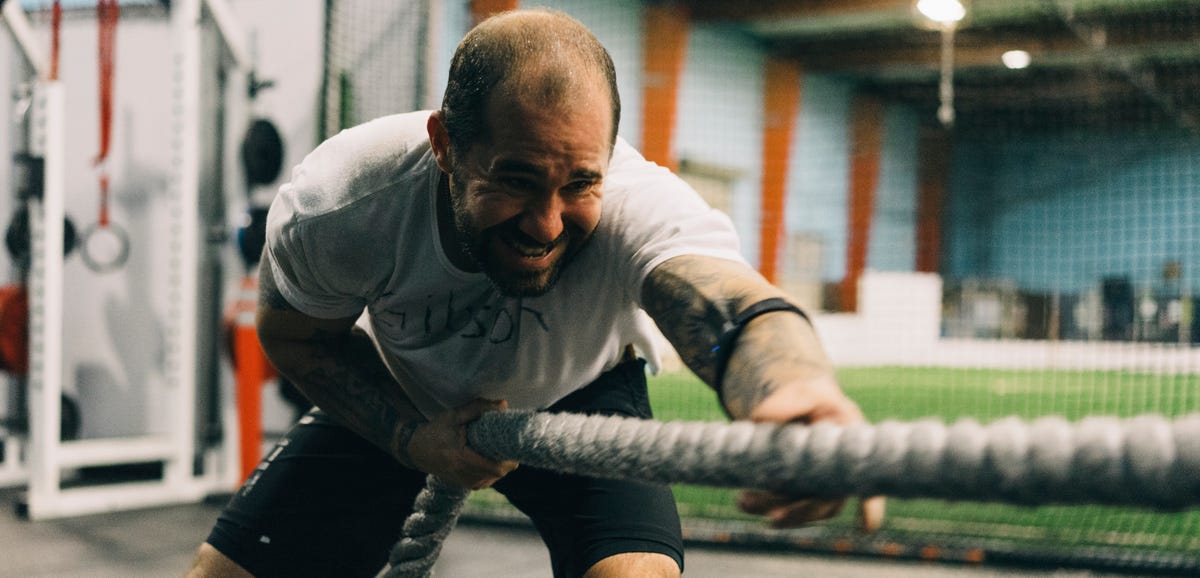 Tommy Gibson uses the PK Fitness mobile app to constantly push himself to new levels of strength and endurance.