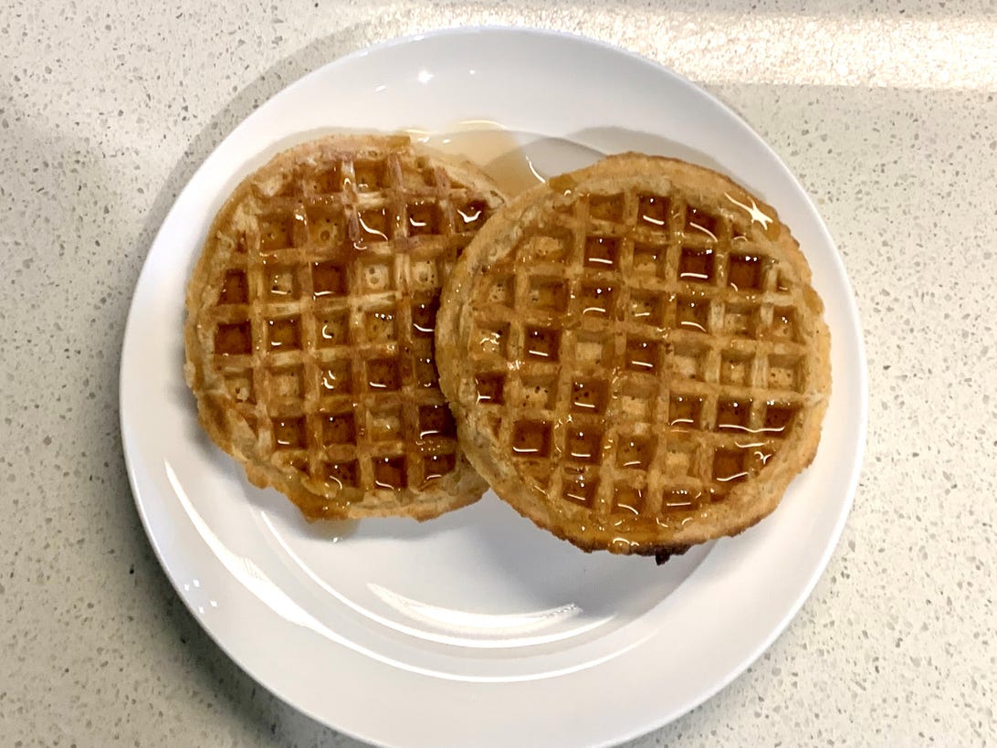 two waffles on a plate