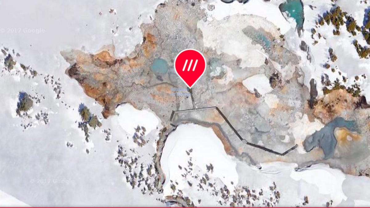 The What3words service can be used to give a precise location for difficult-to-describe spots like the hot springs viewing area at Bumpass Hell in Lassen Volcanic National Park: "clipped.proposals.ices."