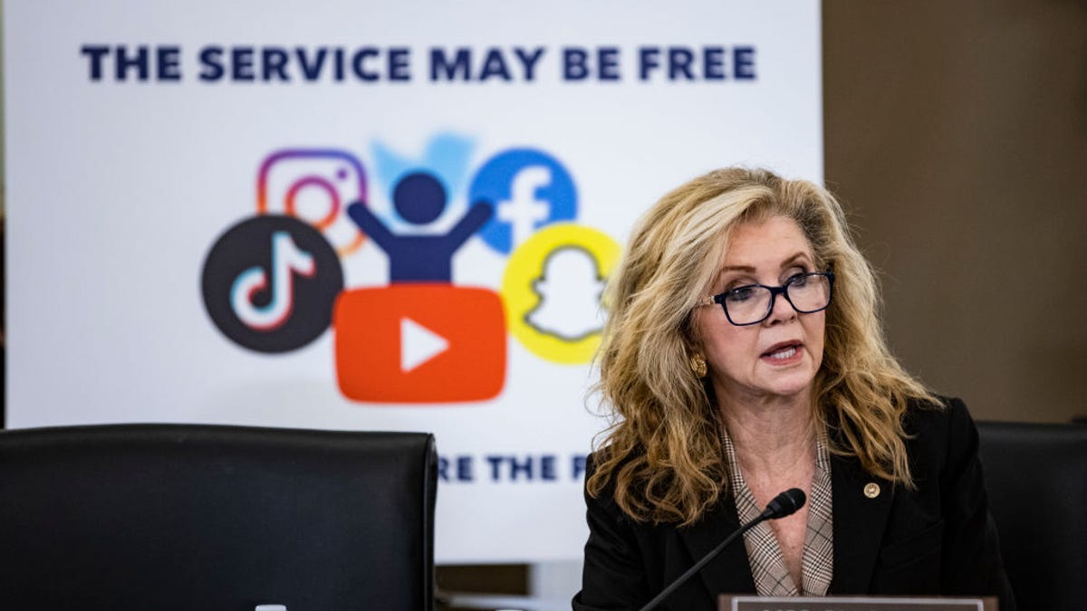 US Sen. Marsha Blackburn speaks in October during a hearing about protecting kids online.