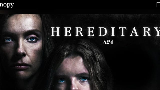 poster for hereditary movie on kanopy display screen