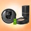 iRobot Roomba i7 and s9 Plus robot vacuums are displayed against an orange background.