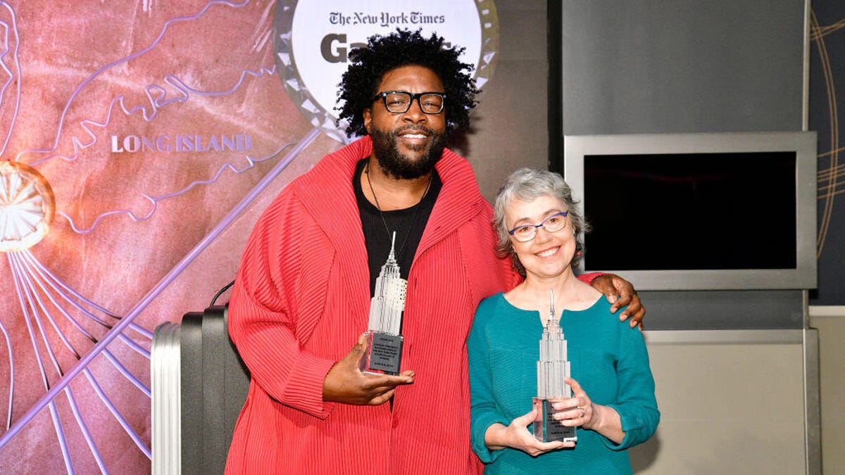 Musician Questlove with Wordle editor Tracy Bennett