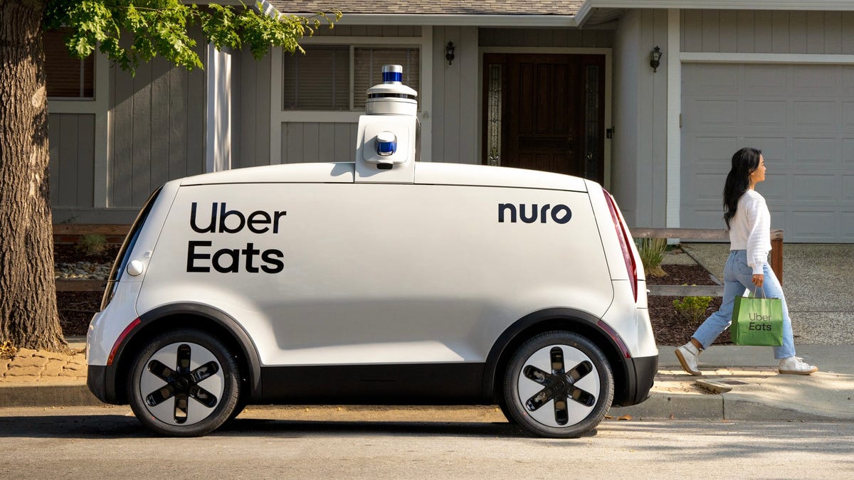 An autonomous vehicle from Uber and Nuro
