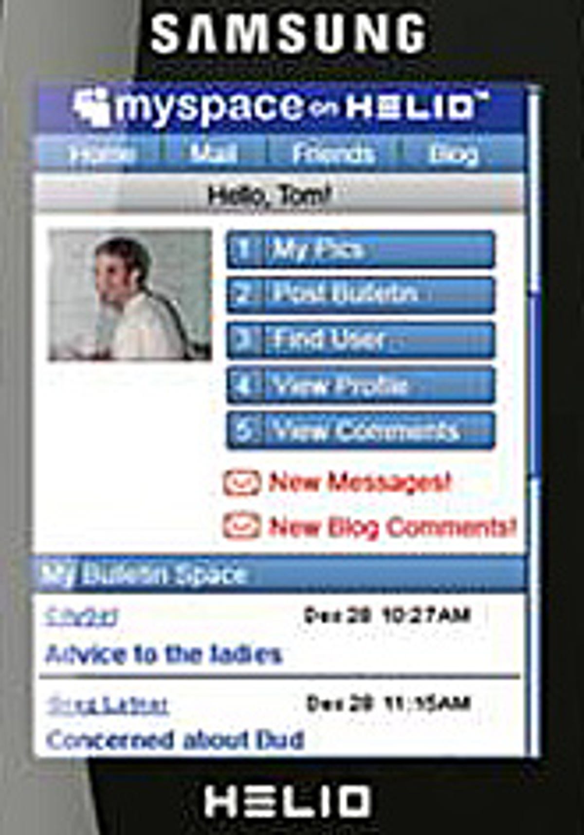 MySpace Mobile Web on Helio