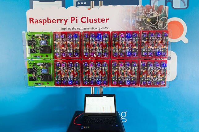 The GCHQ's Raspberry Pi Bramble cluster has 64 computing nodes and two control nodes.
