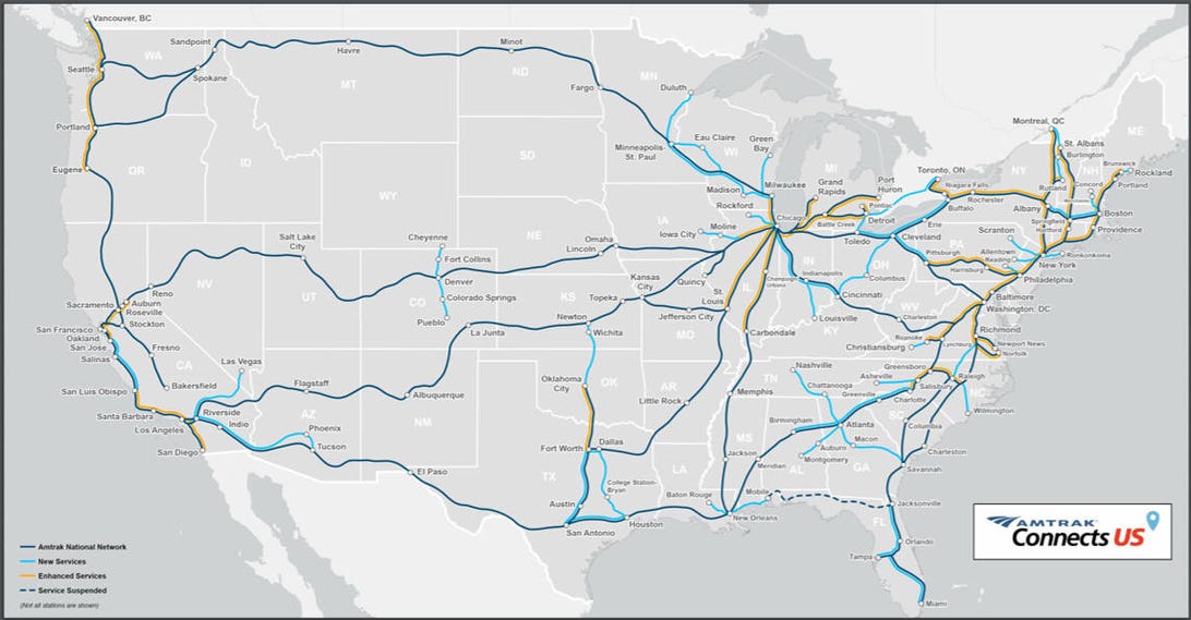 Amtrak proposed route map