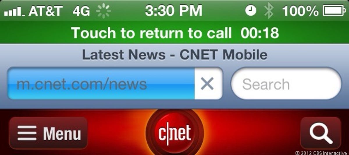 Browsing the Web and making a phone call at the same time on AT&T's network on the iPhone 4S.