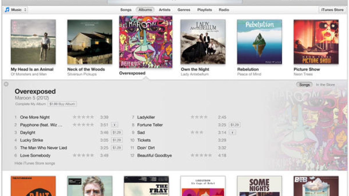 A view of iTunes 11.