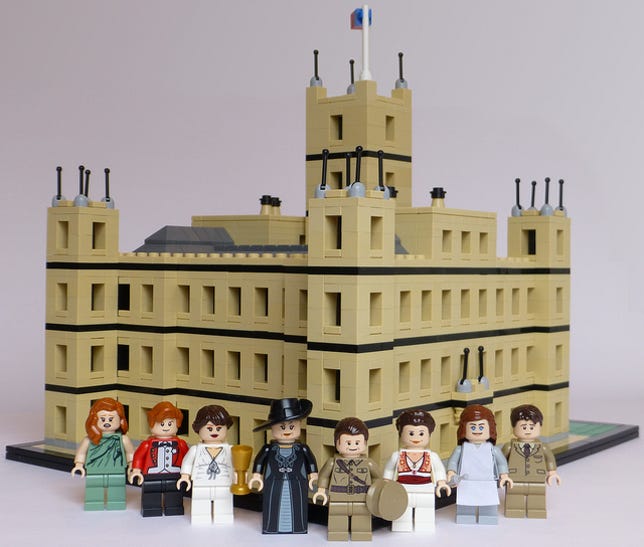 A dedicated fan paid tribute with Legos to the Crawley clan and their servants, as well as their impressive home, from the popular British TV drama, "Downton Abbey."