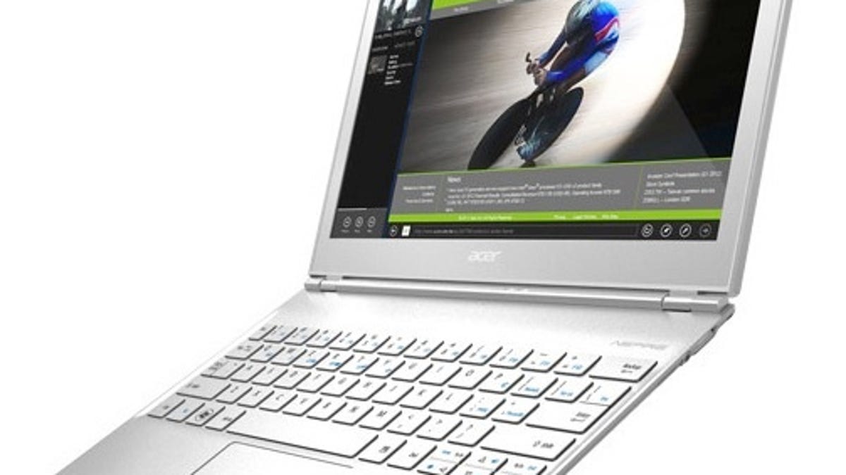 Touchscreen-touting 11.6-inch Acer Aspire. It&apos;s powered by an Intel Ivy Bridge chip.
