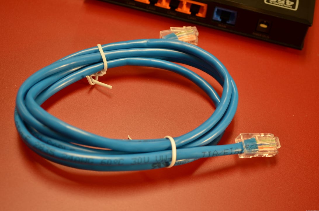 A typical CAT5e network cable.