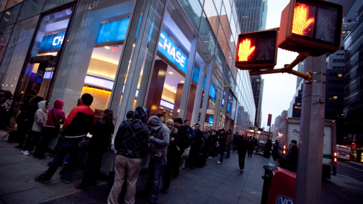 The line for Apple's new iPad outside its flagship store in New York on Friday morning.