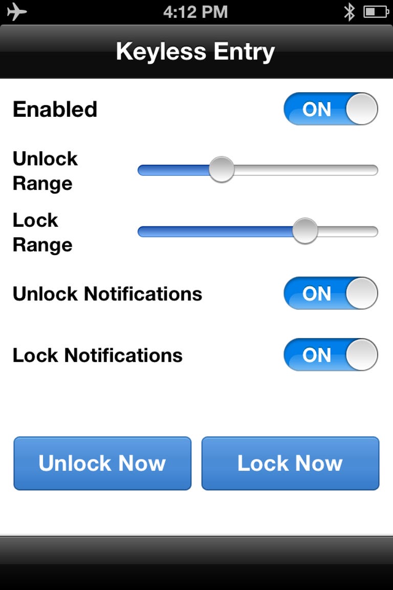 Premium Bluetooth Keyless Entry app on iOS