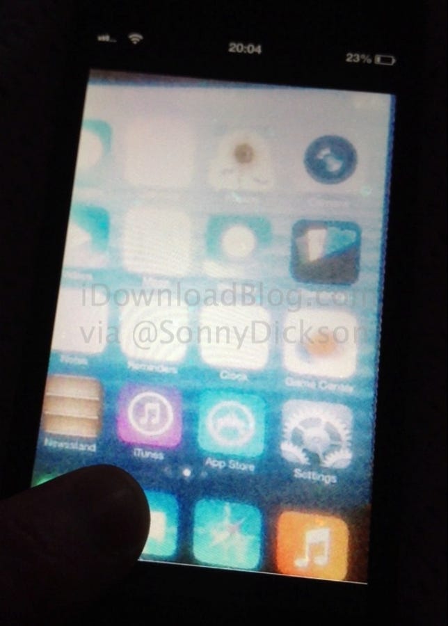 A purported photo of iOS 7 that cropped up a few days ago.