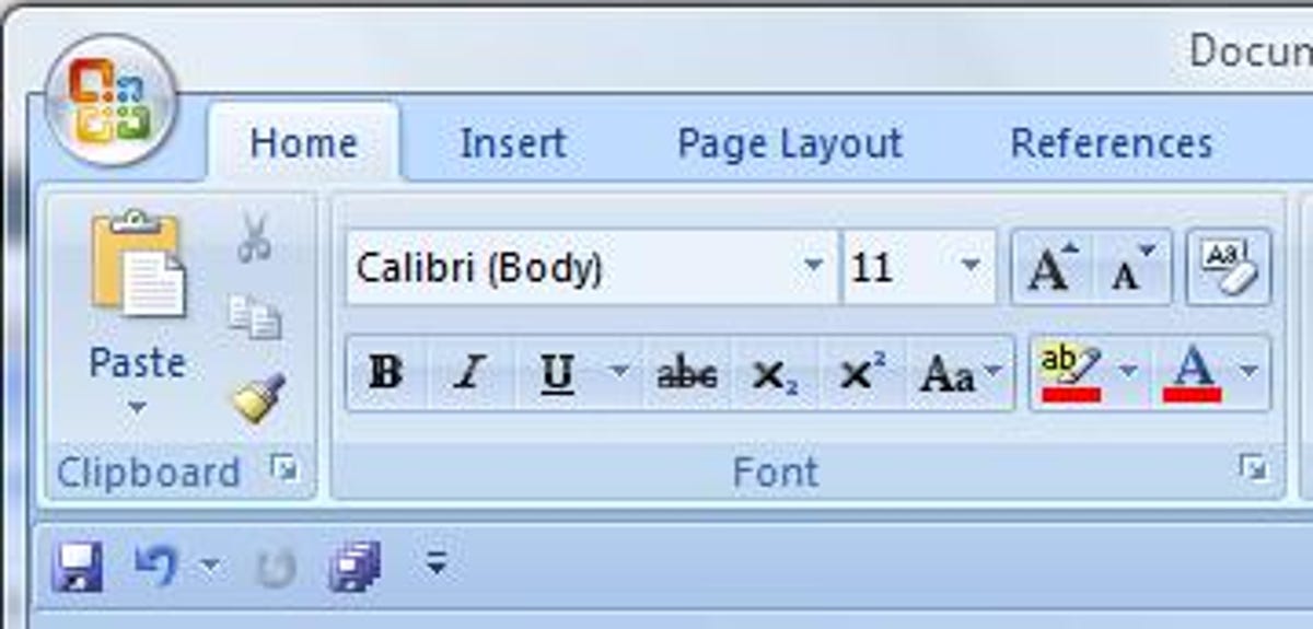 Microsoft Word 2007's Quick Access Toolbar