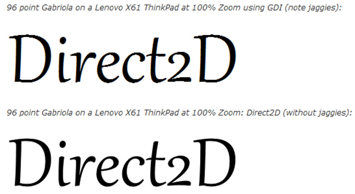 Microsoft's DirectWrite permits smoother display of many fonts.