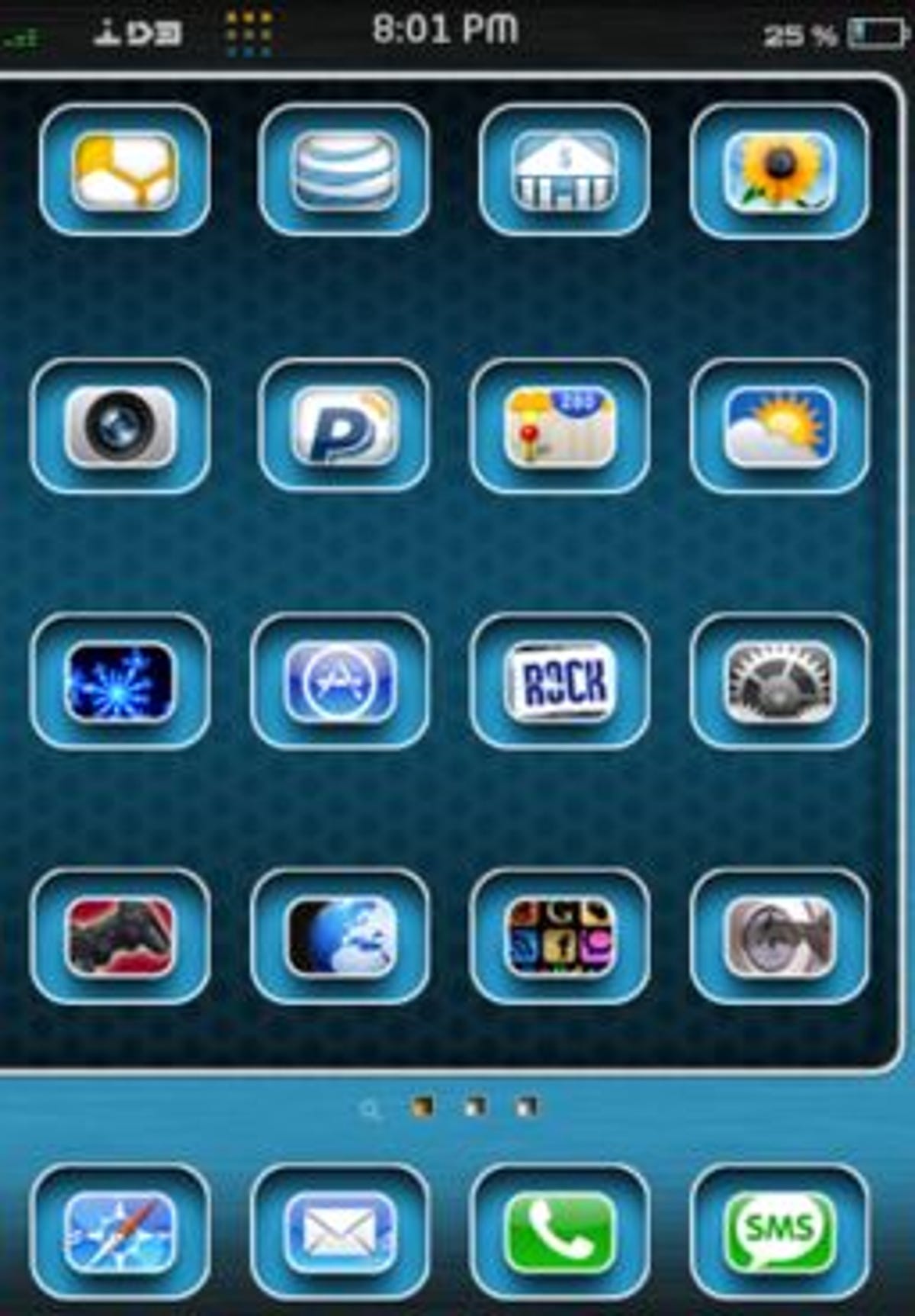 Jailbreak your iPhone and you can skin it with dazzling themes like this one.