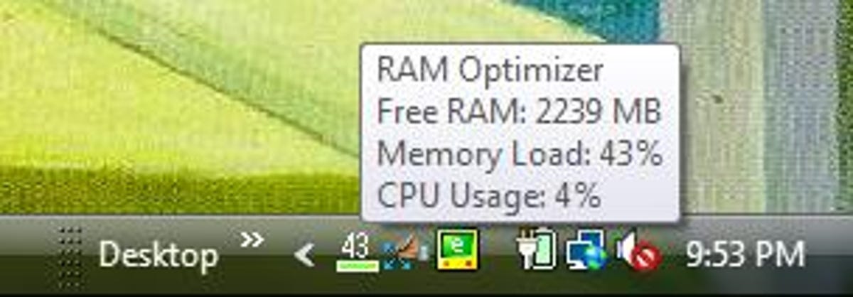 TweakNow PowerPack 2009's RAM Optimizer