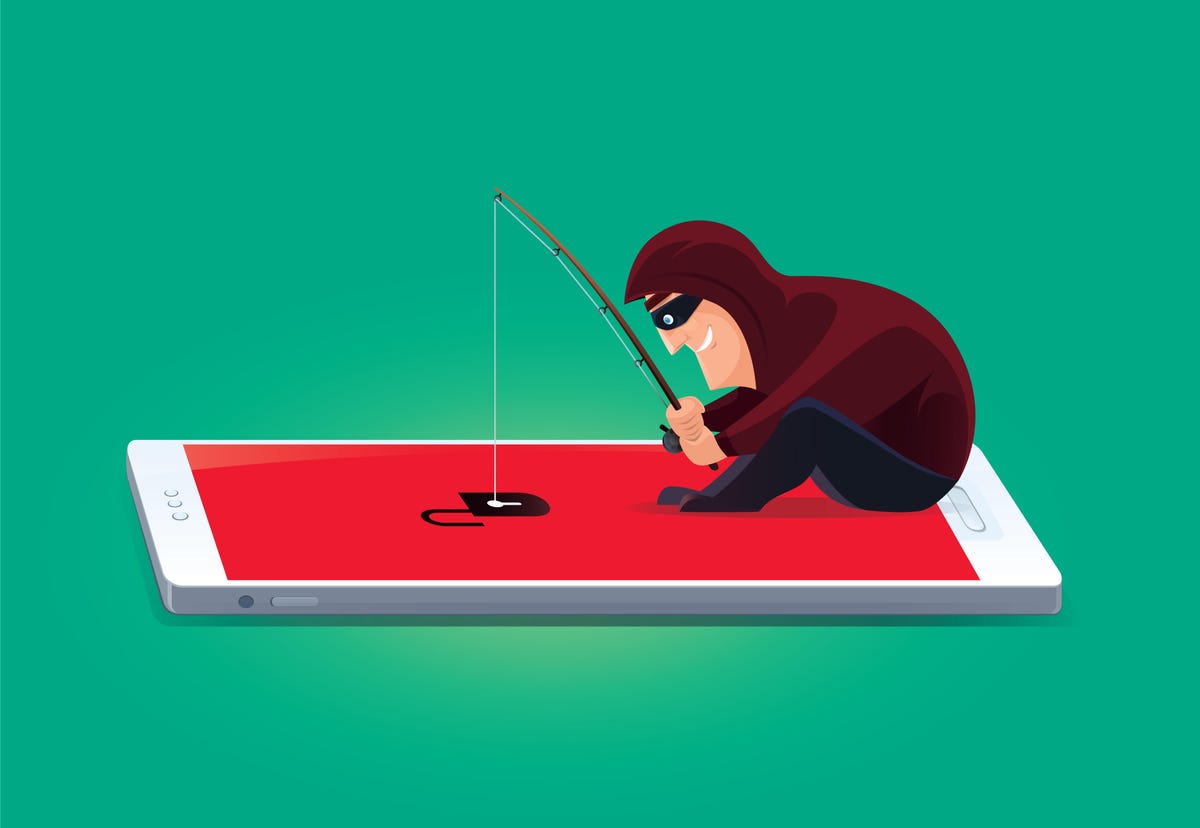 Hacker fishing for information on a phone