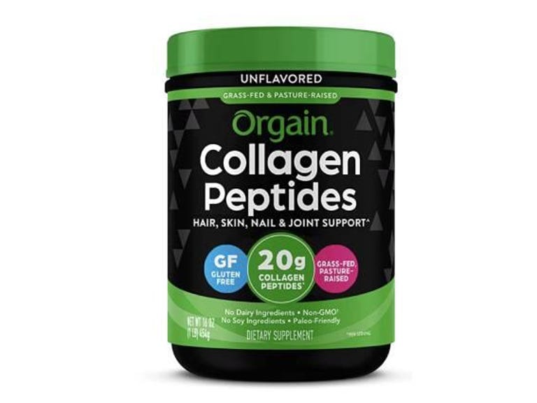 Container of Orgain Collagen Peptides