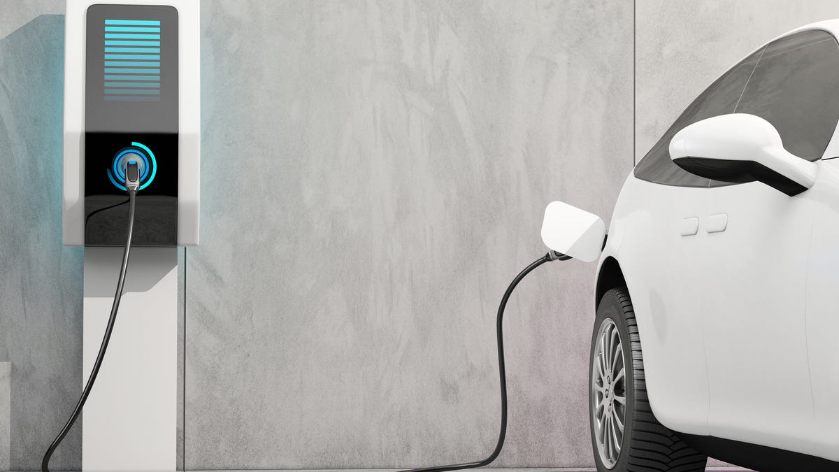 Plugged-in EV with charger