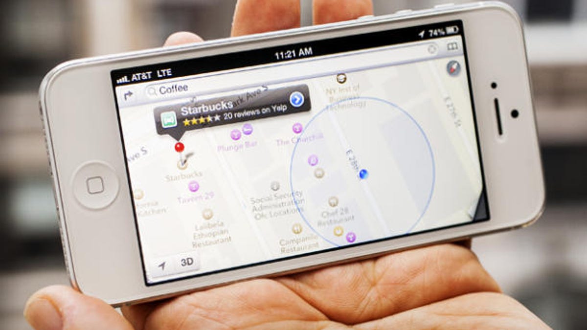 Apple&apos;s Maps app on an iPhone 5.