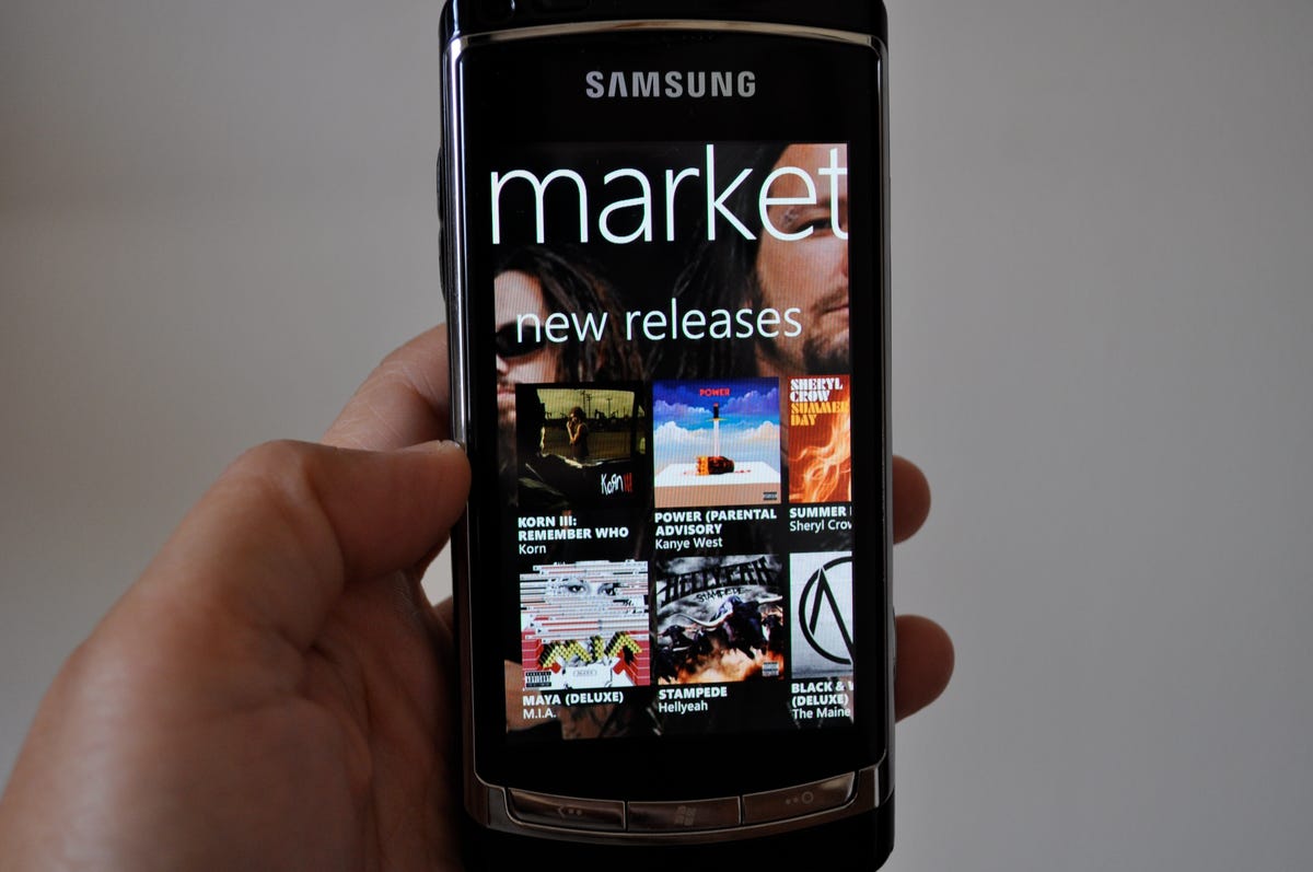 Photo of Zune Marketplace running on Windows Phone 7.