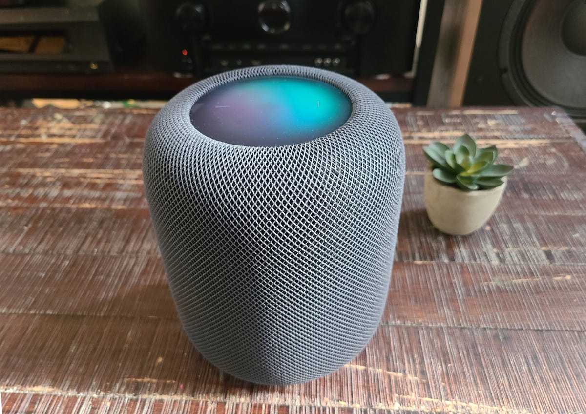 HomePod 2 on wooden table