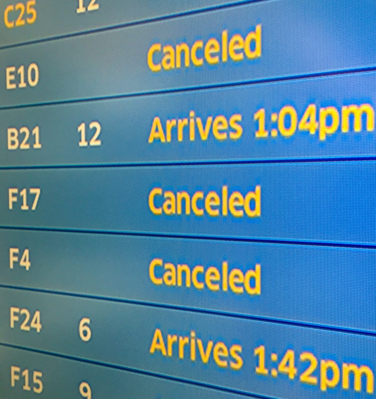 canceled flights on board