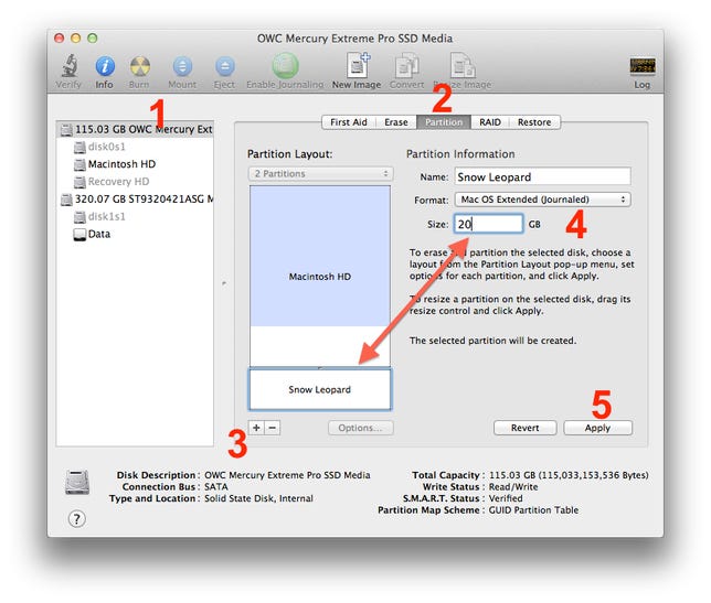 Partitioning with Disk Utility